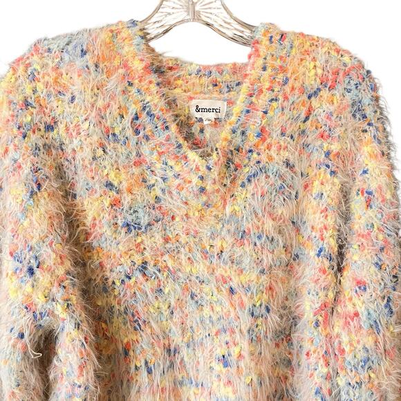 &Merci Confetti Scallop Chenille Sweater L - Picture 9 of 12